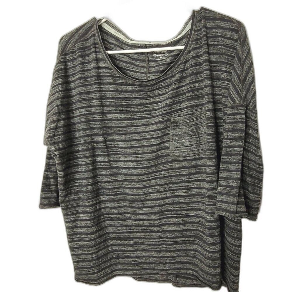 Calvin Klein womens short sleeve shirt SZ XL striped performance stretch pocket